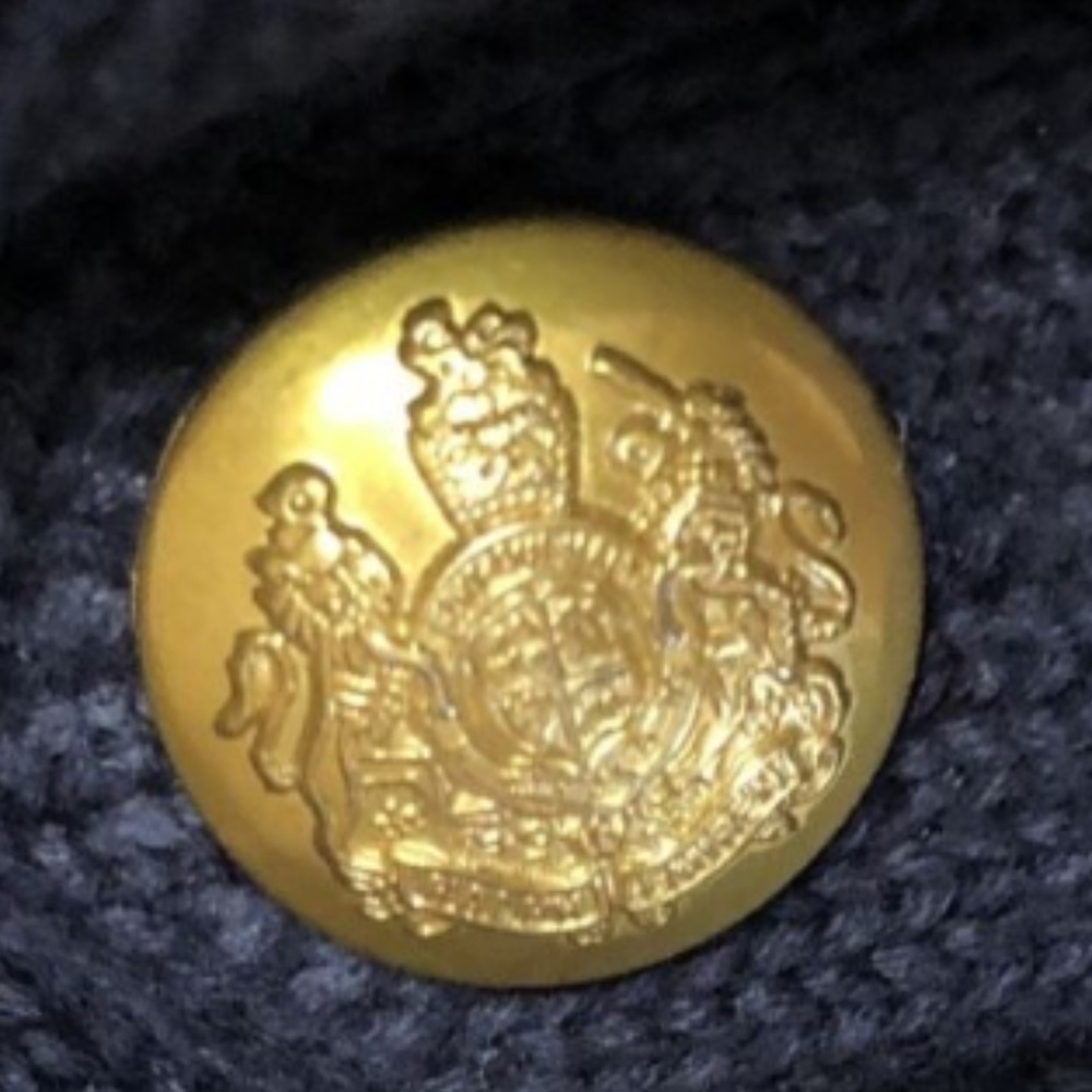 Large Navy Gold Double Breasted Cardigan Sweater - Picture 5 of 6